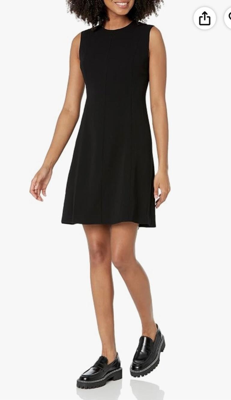 Theory Black Seam Shift Dress Striped Admiral Crepe Sleeveless Fit Flare Mini 6